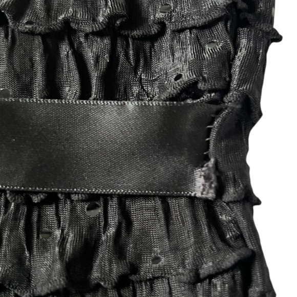 Sparkling Super Cute Black Shelly Tube Top with Ruffles a d Satin Bow - Picture 8 of 8